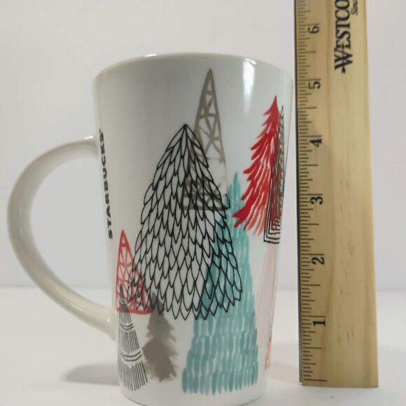 Starbucks Christmas Coffee Mug Holiday Cup Abstract Geometric Forest Trees - Picture 8 of 11